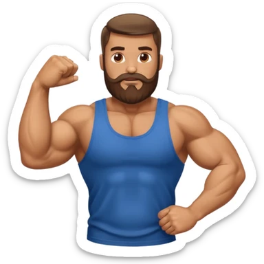 Big man with  beard showing biceps sticker