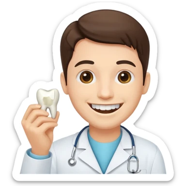 dentist  with tooth sticker