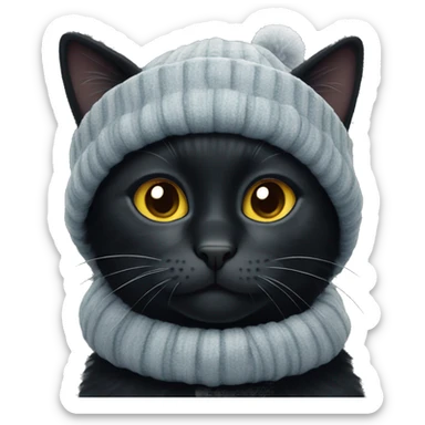 black cat wearing a winter tuque sticker