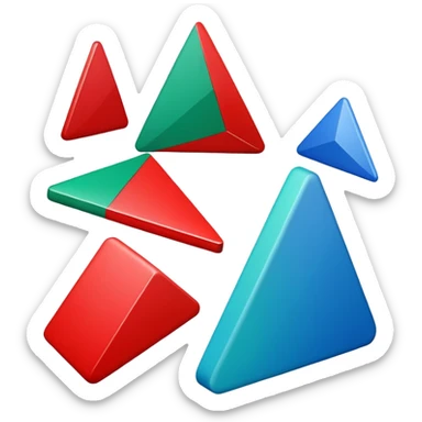 Red triangle , green rectangle , blue oval collage sticker