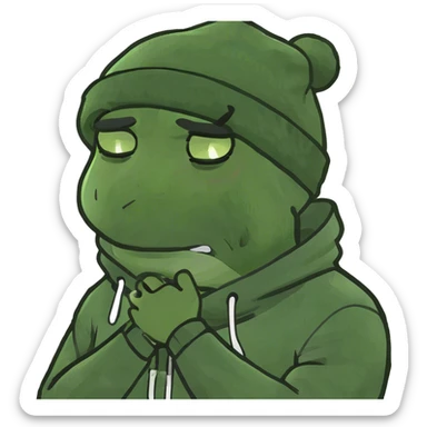 Arms crossed holding neck while crying  sticker
