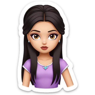 straight dark hair, dark brown eyes, pretty bratz baddie sticker