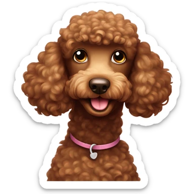 Brown poodle love sticker