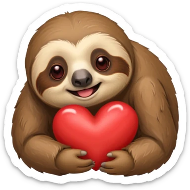 Perezoso con 2 corazones al lado izquierdo de la cara y un corazón al lado derecho la cara y los ojos serrados sonriendo como enamorado sticker