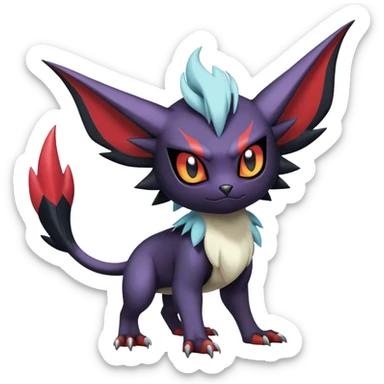 Edgy Cool Kawaii Litten-Noivern-Noibat-Absol-Pokémon Full Body sticker