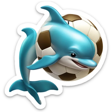 Dolphin kicking a soccer ball sticker