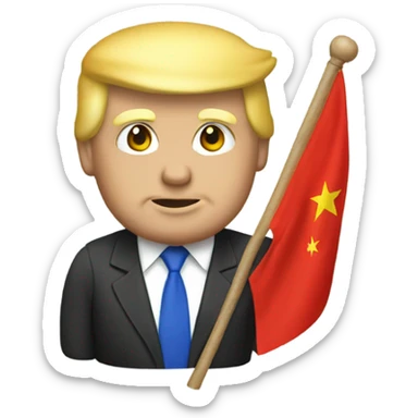 Donald Trump holding a Chinese Flag  sticker