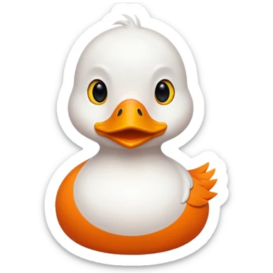 orange whit duck beak and black dot eyes cartoon style sticker