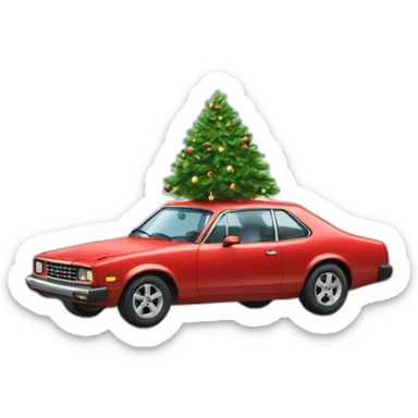 a car with a Christmas tree sticker