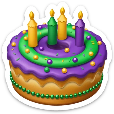 Mardi Gras purple, green and gold kingcake sticker