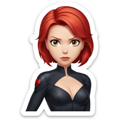 Black Widow superhero from Avengers with red hair, black bodysuit sticker