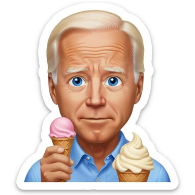 Joe Biden blue eyes eating ice cream sticker