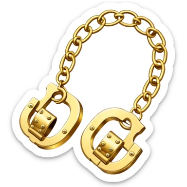 Golden hand cuffs on gold chains sticker