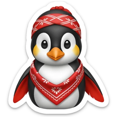 penguin with a red bandana sticker