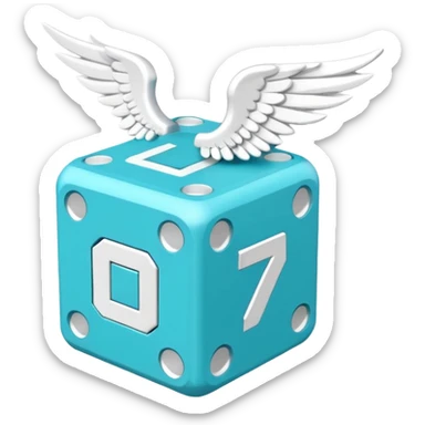 Number cyan 67 Lucky Block with white wings  sticker