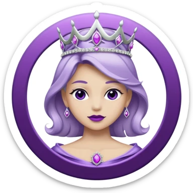 Purple shadow rose silver circle plaque with silver tiara sticker
