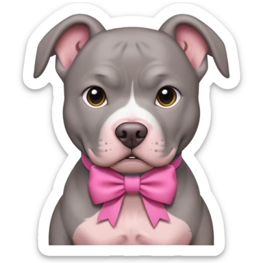 Grey pitbull with a pink bow sticker