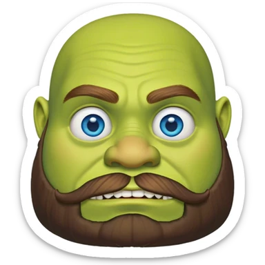 shrek with a beard and blue eyes no mustache  sticker