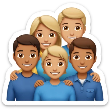 family of 5 members excited sticker