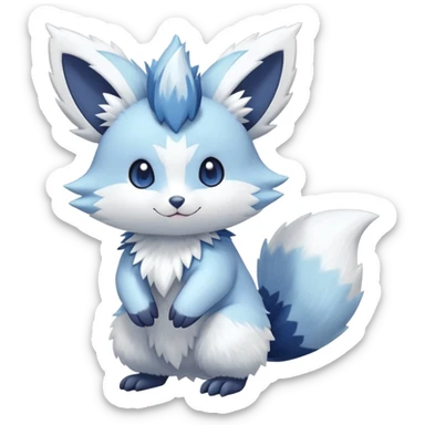 Shiny White Pastel Snowy Icy Sparkly Cute Furret-Meowstic-Zangoose-Hybrid (Full body) sticker