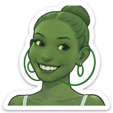 smiling girl with hoop earrings sticker