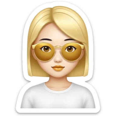 Asain gurl with gold sunglasses  sticker