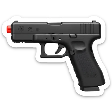 all-black Glock 19 with magazine extension and red laser.  sticker