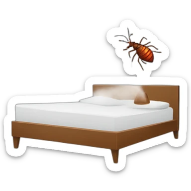 bed bug being sprayed by aerosol sticker