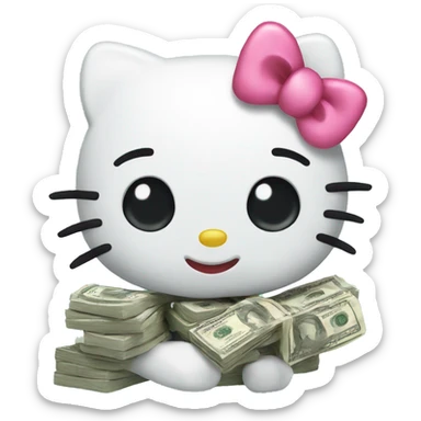 hello kitty with money sticker