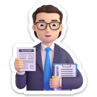 accountant with financial papers, no eyeglasses sticker
