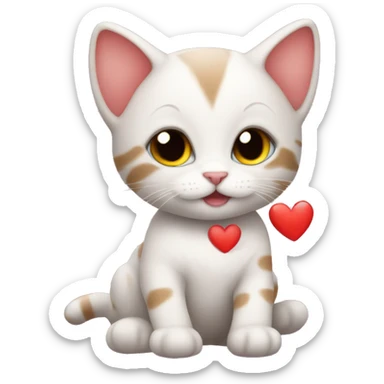 Baby cat with red hearts around it sticker