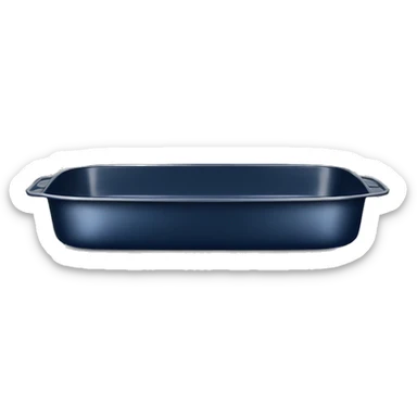 Realistic empty metallic navy blue baking pan with handles sticker