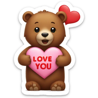 Bear holding I love you sign sticker