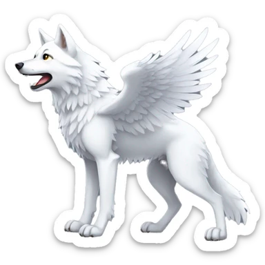 White Winged Wolf full body sticker