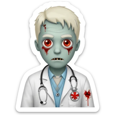Zombie doctor with stethoscope sticker