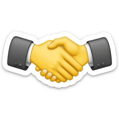Graphic: 🤝 Handshake icon (white with yellow outline).
Animation: Hands meet, shake slightly.
Background: Transparent.
 sticker