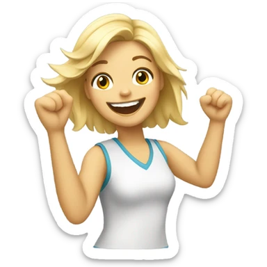 Blonde girl cheering her hero sticker
