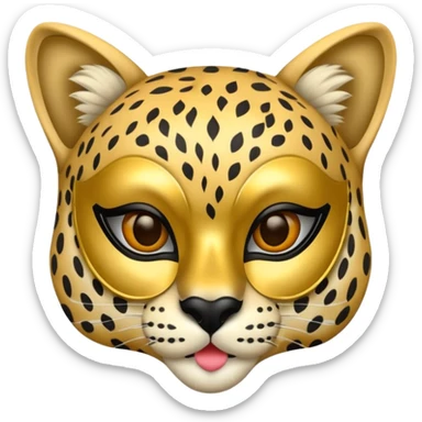 cheetah with glamorous masquerade mask sticker