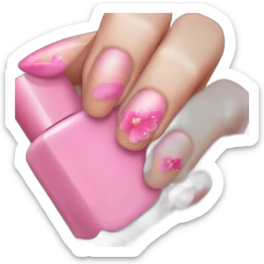 uñas pintadas de color rosa sticker