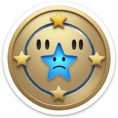 emojize a coin with blue colour and a star in the middle intp different expressions sticker