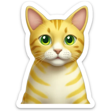 Yellow cat with cream stripes and green and yellow cat eyes  sticker