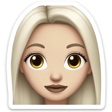 White girl, with long black hair, with blue eyes, with soft pink plump lips, with eyelashes  sticker