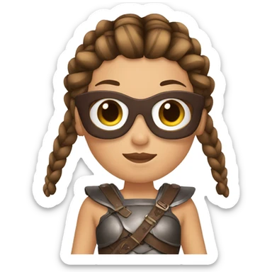 Girl gladiator with French braids, brown hair and sunglasses sticker