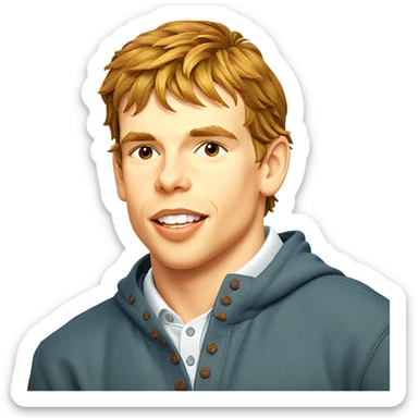 smiling boy with brown hair sticker