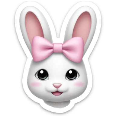 bunny with baby pink bow sticker
