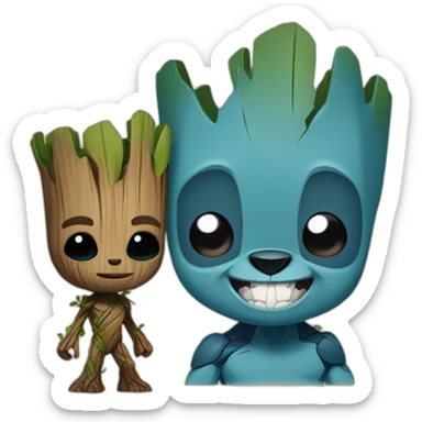 Groot and Stitch sticker
