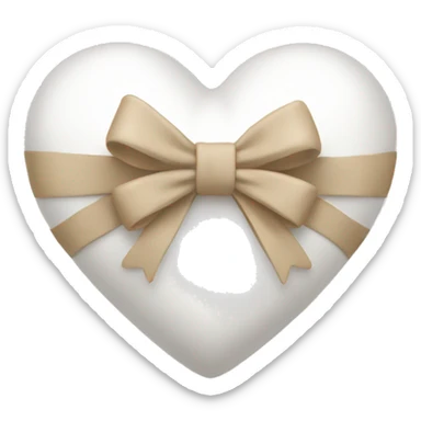 white heart with beige bow sticker