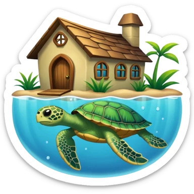 pet turtle in water house sticker