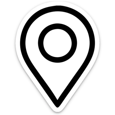 Abstract location pin icon, inspired by Airbnb category icons, thick lines, bold and simple, no text sticker