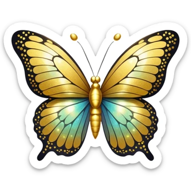 Golden glitter butterfly emoji sticker